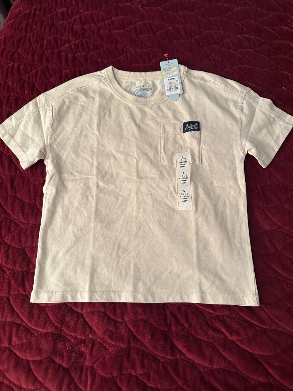 Cat & Jack Cream Short Sleeve Pocket Tee